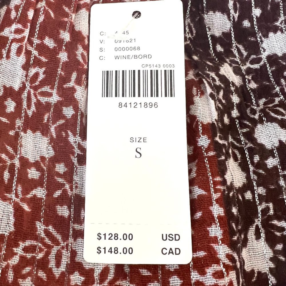 Anthropologie Shirred A-Line Tiered Dress in WIne NWT - Picture 5 of 10